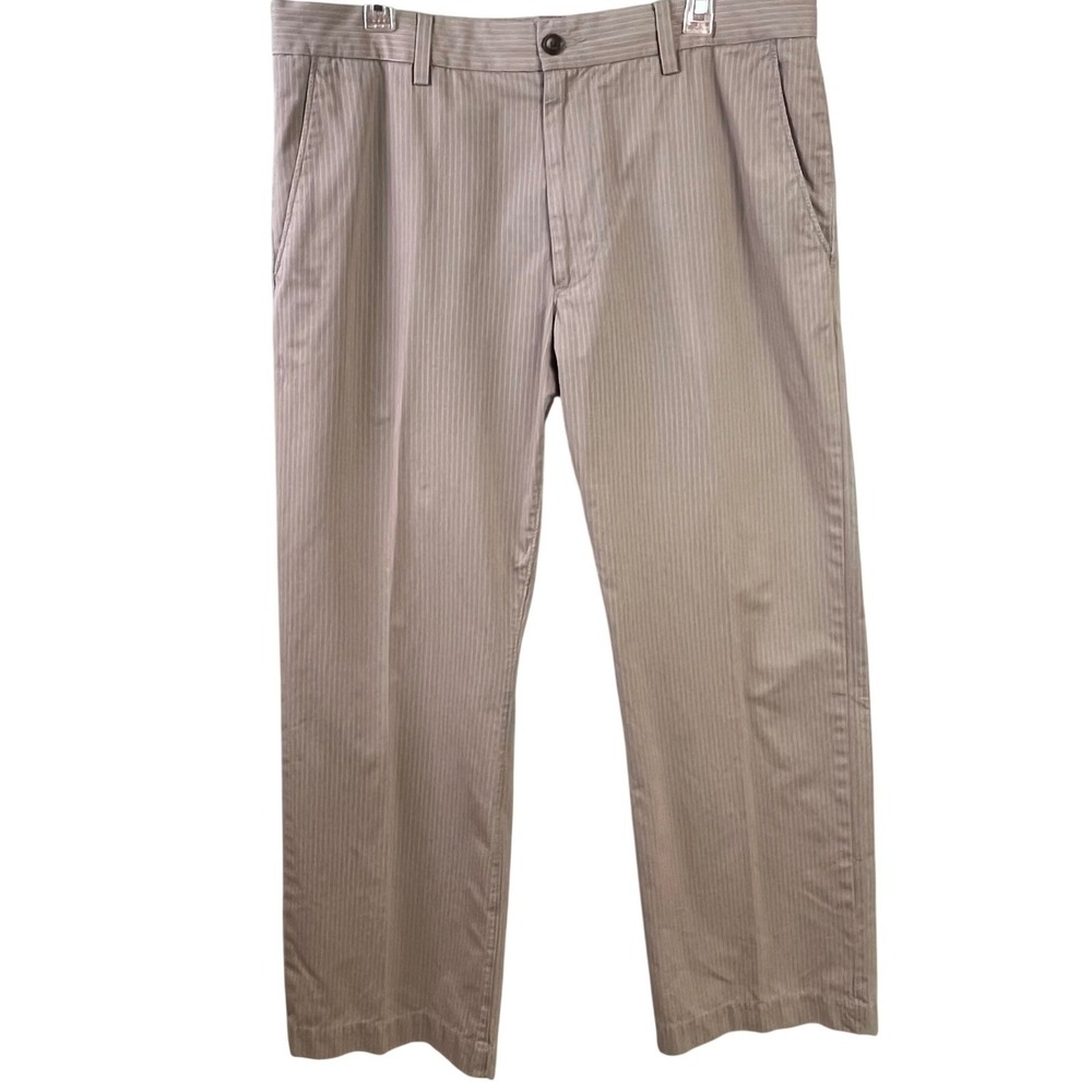 Banana Republic Boot Cut Pinstriped Tan Slacks 100% Cotton 36x30 Men's